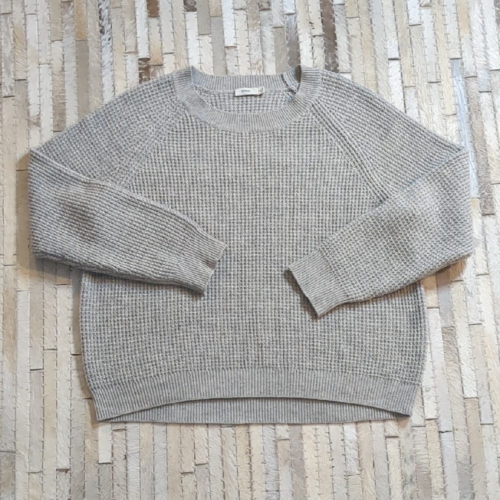 Vince Wool Yak Gray Boxy Knit Sweater